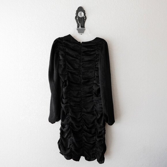 NWT H&M Dress Size Large Black Long Sleeve Gathered Party Cocktail Whimsigoth - Picture 5 of 7